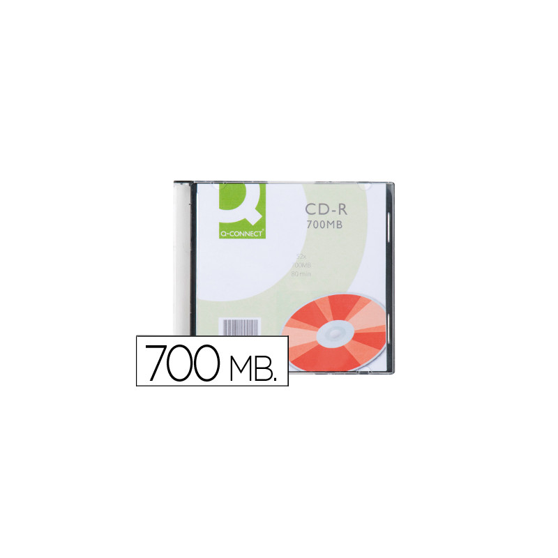 Cd-r q-connect capacidad 700mb duracion 80min velocidad 52x caja slim