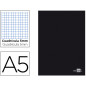 Libreta liderpapel tapa negra a5 80 hojas 60gr cuadro 5mm con doble margen