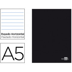 Libreta liderpapel tapa negra a5 80 hojas 60g/m2 horizontal con doble margen