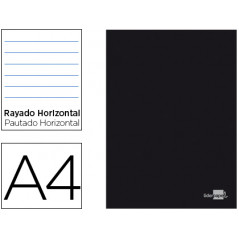 Libreta liderpapel tapa negra a4 80 hojas 60g/m2 horizontal con doble margen