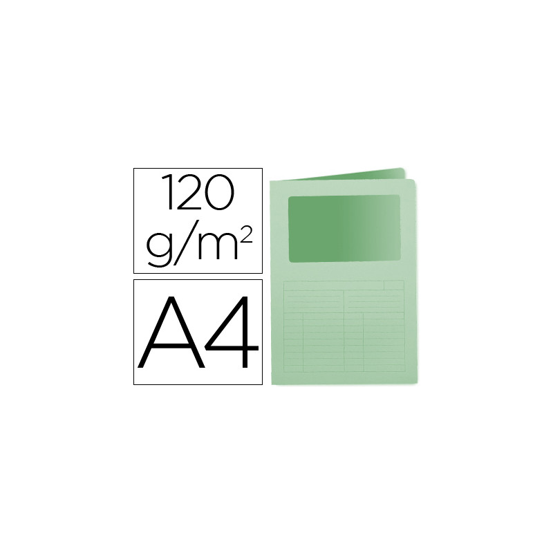 Subcarpeta cartulina q-connect din a4 verde con ventana transparente 120 gr