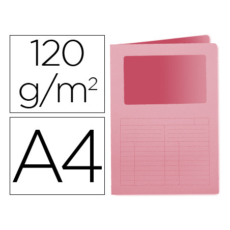 Subcarpeta cartulina q-connect din a4 rosa con ventana transparente 120 g/m2
