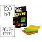 Bloc de notas adhesivas quita y pon post-it extreme 76x76 mm con 45 hojas pack de 3 unidades amarillo naranja y