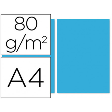 Papel color liderpapel a4 80g/m2 azul turquesa paquete de 100 hojas