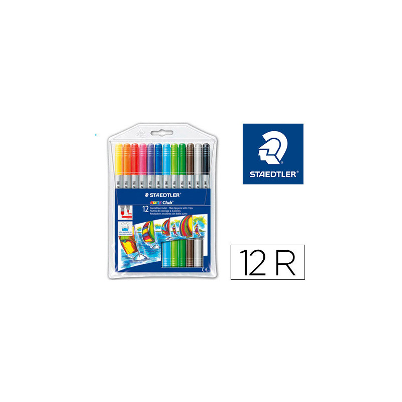 Rotulador staedtler noris club doble punta caja de 12 unidades colores surtidos