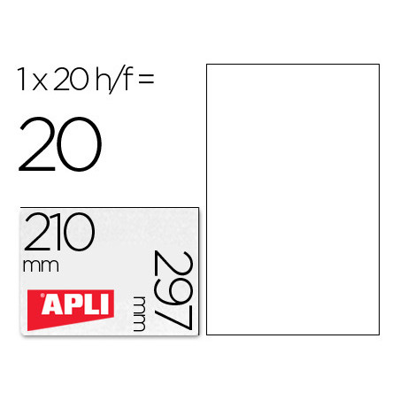 Etiqueta adhesiva apli translucidas 1225 tamaño 210x297 mm - fotocopiadora -laser caja con 20 etiquetas
