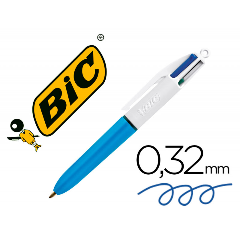 Boligrafo bic cuatro colores mini punta media 1mm