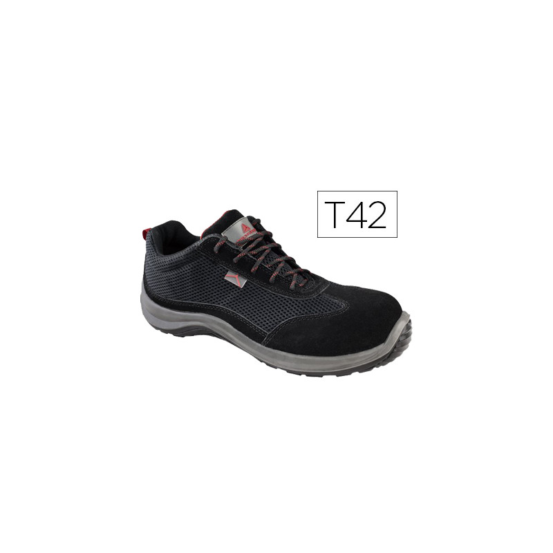 Zapatos de seguridad deltaplus asti piel de serraje afelpado suela de composite negro talla 42
