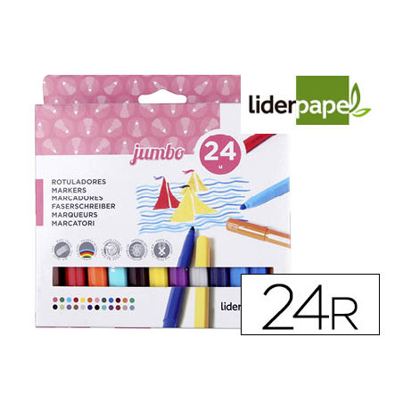 Rotulador liderpapel jumbo caja de 24 unidades colores surtidos