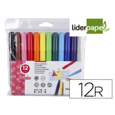Rotulador liderpapel jumbo bolsa 12 colores