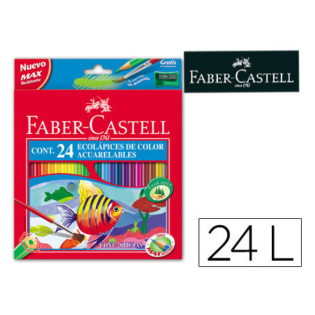 Lapices de colores faber castell acuarelables caja de 24 unidades colores surtidos