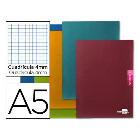 Libreta liderpapel scriptus a5 plus 48 hoj.90g/m2 cuadro 4mm con margen
