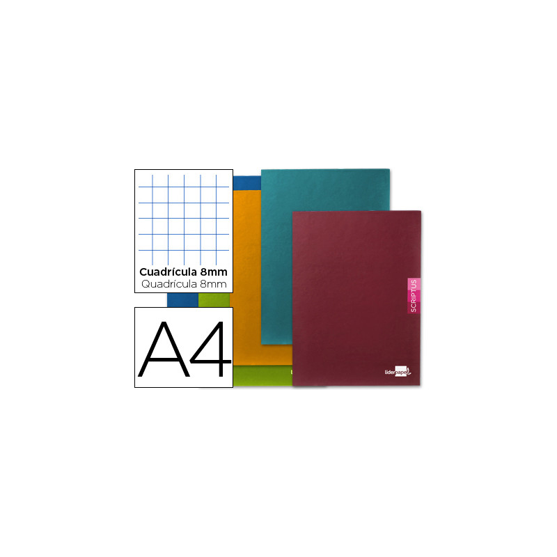 Libreta liderpapel scriptus a4 48 hojas 90gr cuadro 8mm con margen