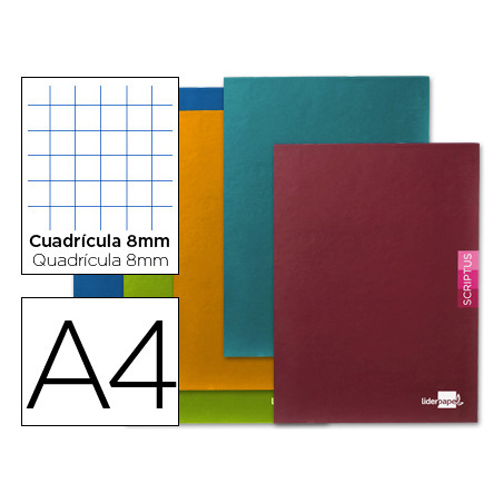 Libreta liderpapel scriptus a4 48 hojas 90g/m2 cuadro 8mm conmargen