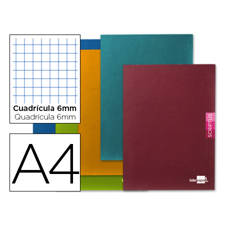 Libreta liderpapel scriptus a4 48 hojas 90g/m2 cuadro 6mm con margen