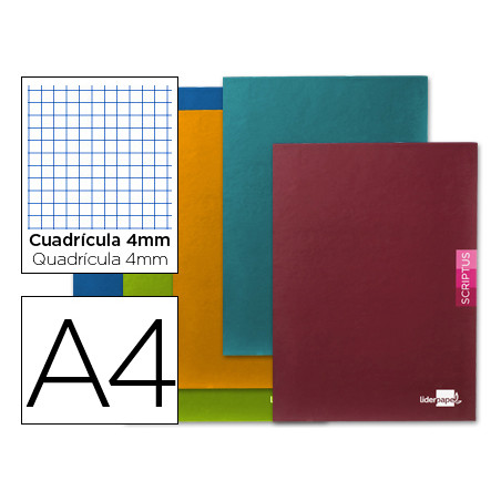 Libreta liderpapel scriptus a4 48 hojas 90g/m2 cuadro 4mm con margen