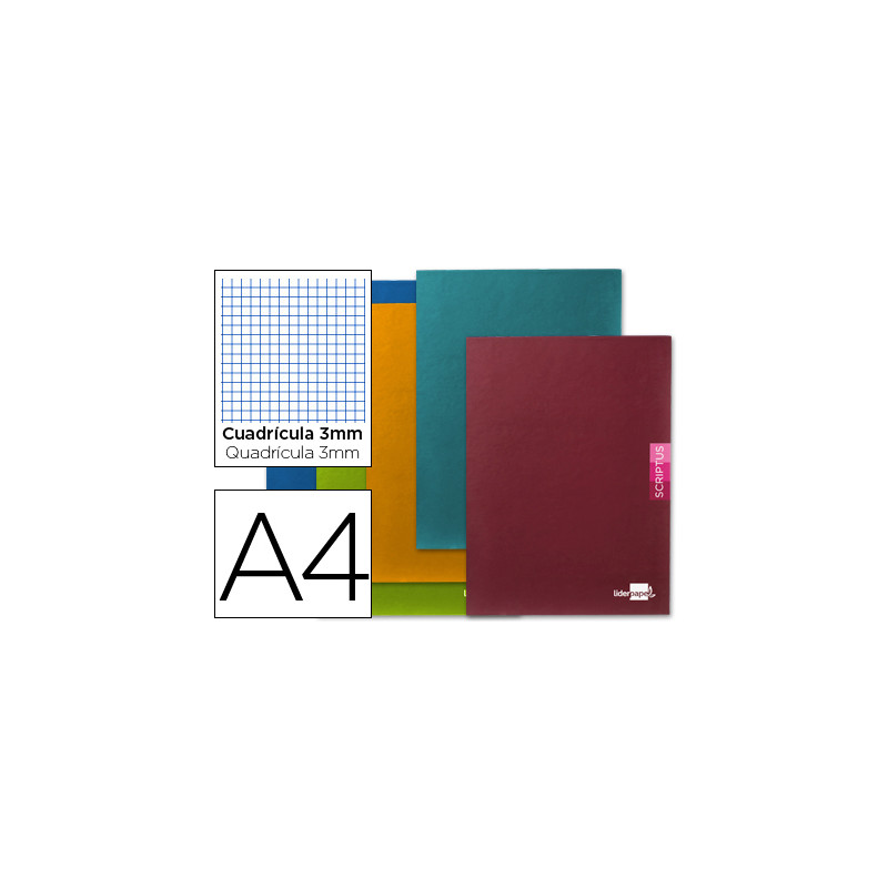 Libreta liderpapel scriptus a4 48 hojas 90gr cuadro 3mm con margen