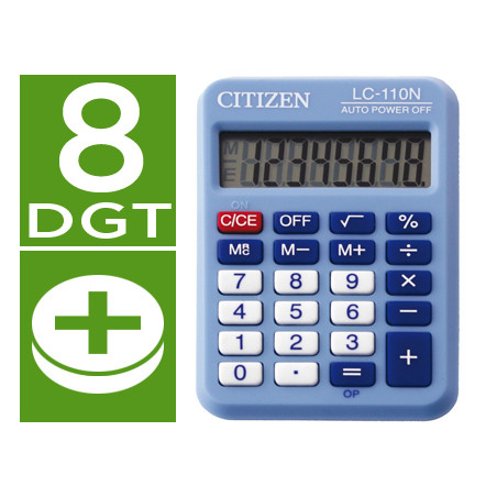 Calculadora citizen bolsillo lc-110 8 dígitos celeste