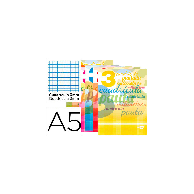 Libreta liderpapel pautaguia tapa cartoncillo 32 hojas din a5 70 gr cuadriculado pautado 3 mm con margen