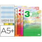 Cuaderno espiral liderpapel cuarto pautaguia tapa blanda 40h 75gr cuadro pautado 3 mm con margen colores surtidos