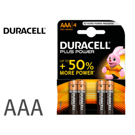 Pila duracell alcalina plus aaa blister con 4 unidades