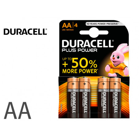 Pila duracell alcalina plus aa blister con 4 unidades