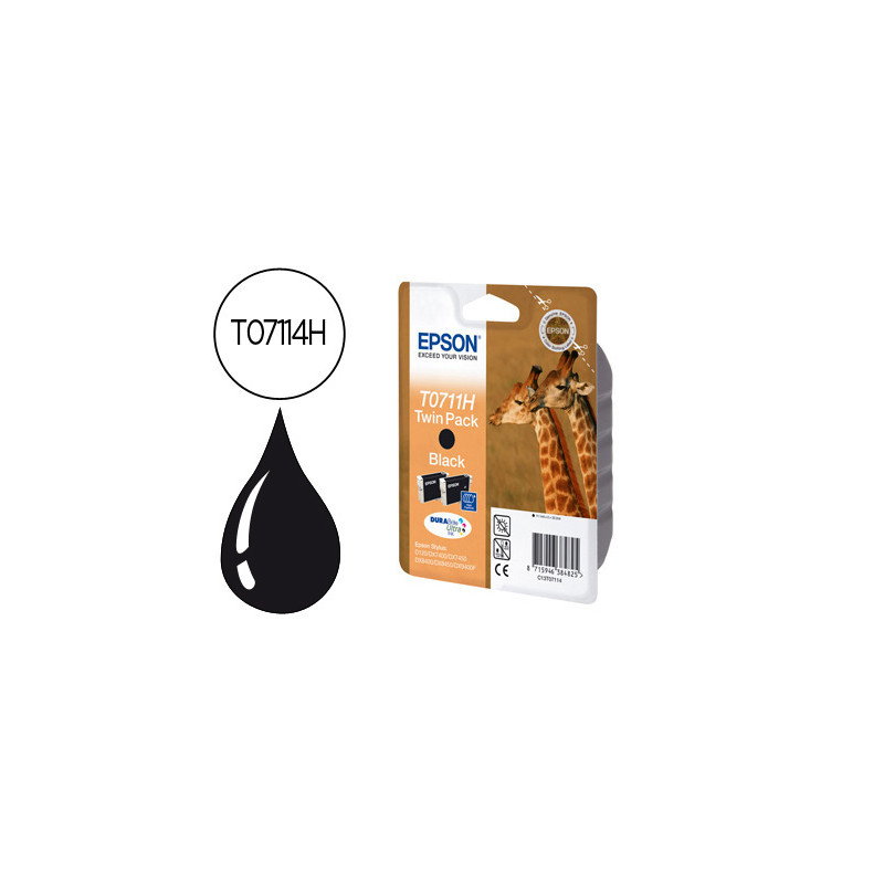 Ink-jet epson t0711h doble pack d120 sx205 215 218 405 415 515w 600fw 610fw