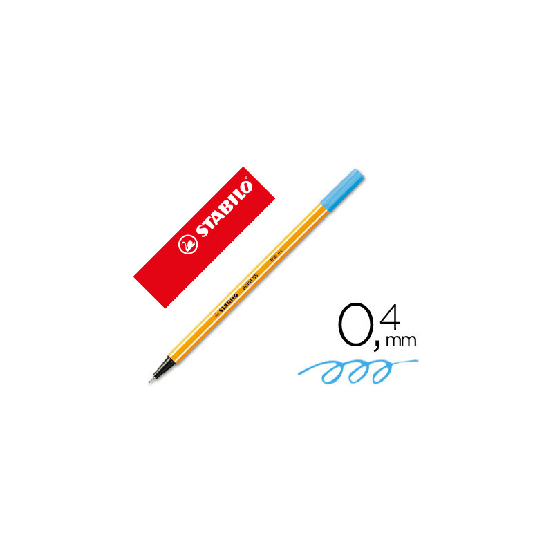 Rotulador stabilo punta de fib ra point 88 azul celeste punta fina 0,4mm