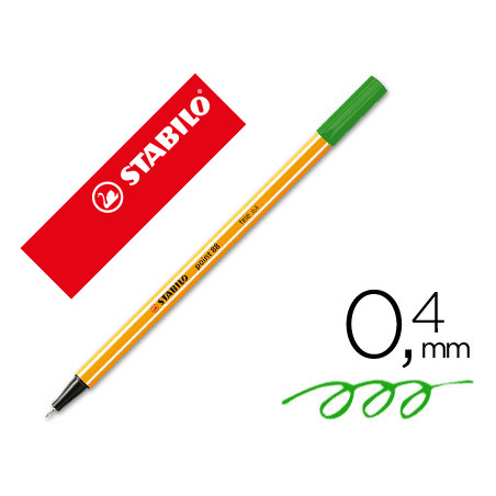 Rotulador stabilo punta de fibra point 88 verde manzana 0,4 mm