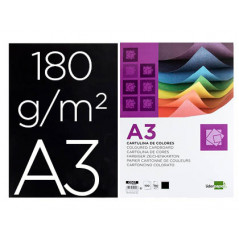 Cartulina liderpapel a3 180g/m2 negro paquete de 100 hojas