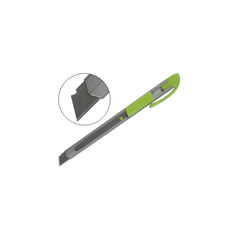Cuter q-connect metalico estrecho cuchilla 9 mm con clip blister 1 unidad