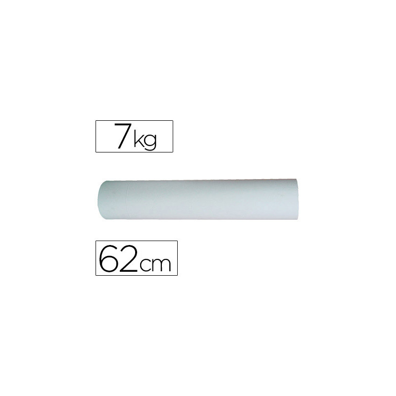 Papel blanco bobina ancho 62 cm longitud 250 mt gramaje 50 gr peso 7 kg