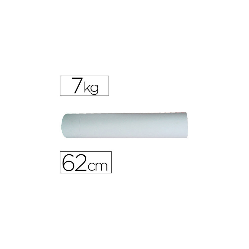 Papel kraft blanco bobina anch o 62cm longitud 250mt gramaje 50gr peso 7kg