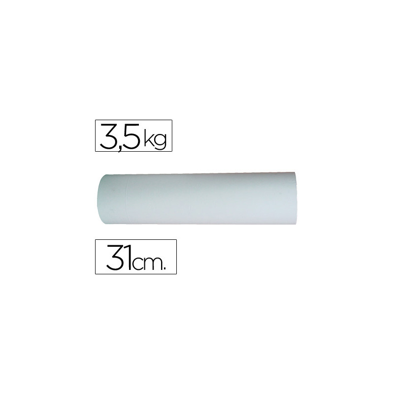 Papel kraft blanco bobina ancho 31cm longitud 250mt gramaje 50gr peso 3,5kg