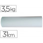 Papel kraft blanco bobina ancho 31cm longitud 250mt gramaje 50gr peso 3,5kg