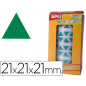 Gomets autoadhesivos triangulares 21x21x21 mm verde rollo de 2832 unidades