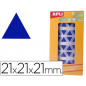 Gomets autoadhesivos triangulares 21x21x21 mm azul rollo de 2832 unidades
