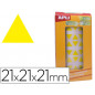 Gomets autoadhesivos triangulares 21x21x21mm amarillo rollo de 2832 unidades