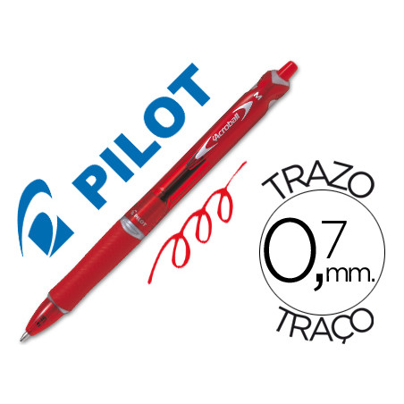 Boligrafo pilot acroball rojo tinta aceite punta de bola de 1,0mm retractil