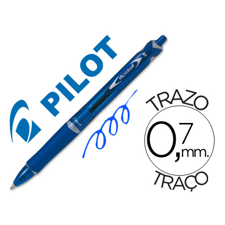 Boligrafo pilot acroball azul tinta aceite punta de bola de 1,0mm retractil