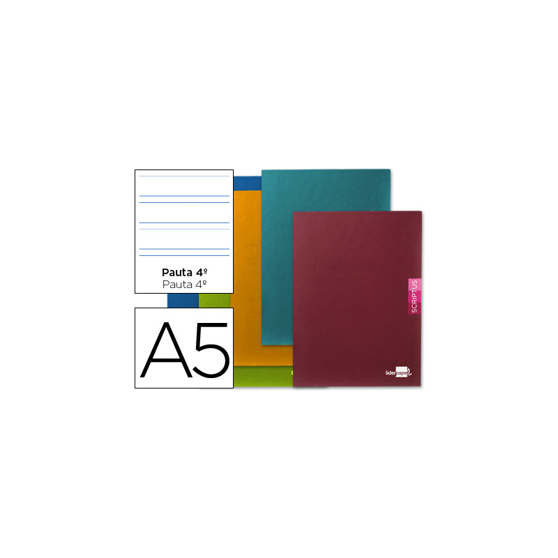 Libreta liderpapel scriptus a5 plus 48 hojas 90g/m2 pauta 4ª 3.5mm con margen
