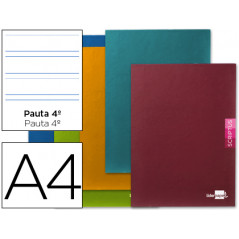 Libreta liderpapel scriptus a4 48 hojas 90g/m2 pauta 4ª 3.5mm con margen
