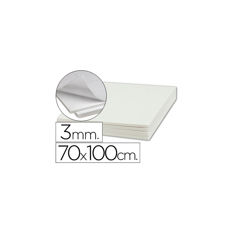 Carton pluma liderpapel blanco adhesivo 1 cara 70x100 cm espesor 3 mm