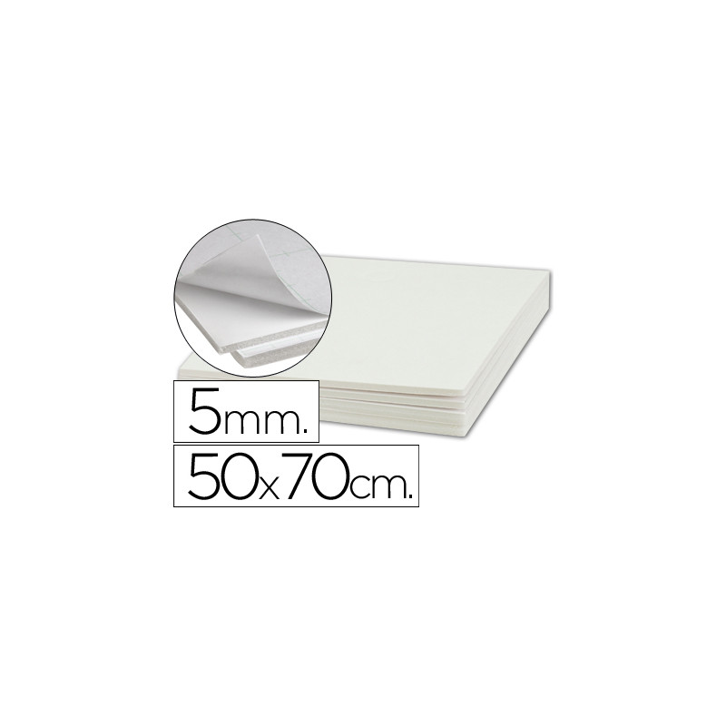 Carton pluma liderpapel blanco adhesivo 1 cara 50x70 cm espesor 5 mm