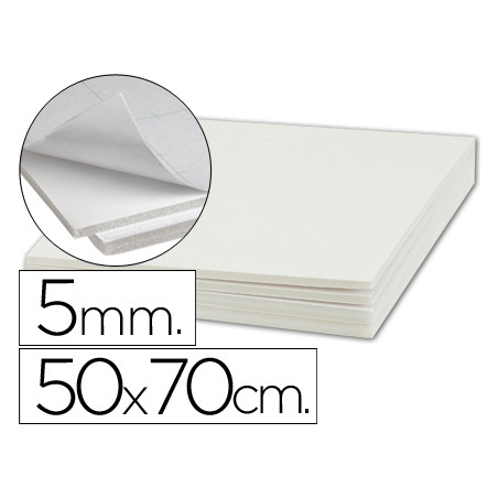 Carton pluma liderpapel blanco adhesivo 1 cara 50x70 cm espesor 5 mm