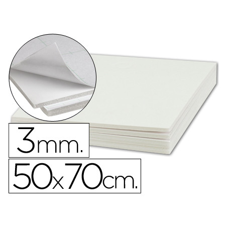 Carton pluma liderpapel blanco adhesivo 1 cara 50x70 cm espesor 3 mm