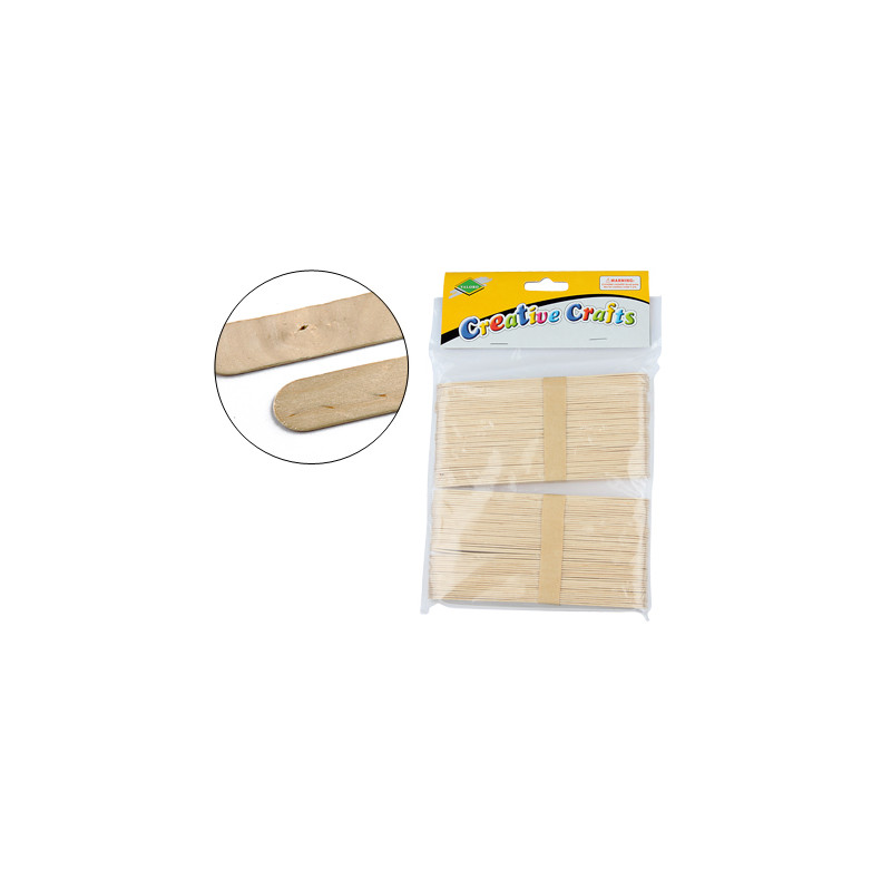 Palillo para manualidades liderpapel madera color natural 15x2 cm bolsa de 100 unidades