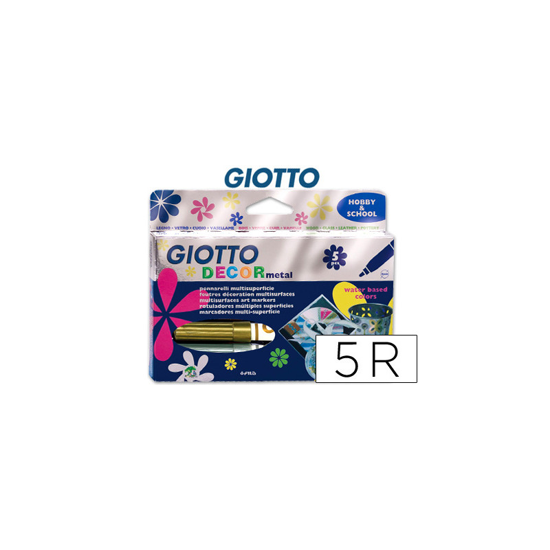 Rotulador giotto decor metal caja de 5 unidades colores surtidos