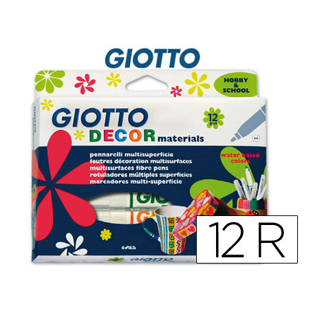 Rotulador giotto decor materials -caja de 12 colores surtidos