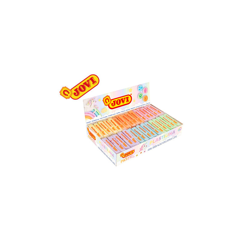 Plastilina jovi 70 tamaño pequeño caja de 30 unidades colores pastel surtidos 50g